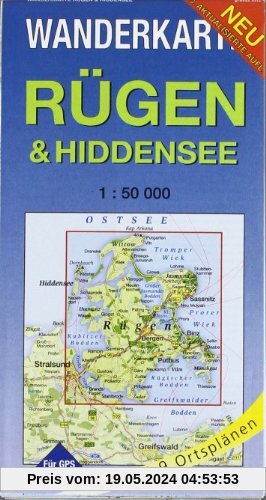 RÃ1/4gen & Hiddensee 1 : 50 000 Wanderkarte: Mit Stralsund. Mit OrtsplÃ¤nen von Baabe, Bergen, Binz, Garz, GÃ¶hren, Putbus, Sassnitz, Sellin, Thiessow. FÃ1/4r GPS mit UTM-Gitter